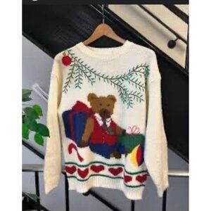 Vintage Christmas Bear Sweater • Hasting & Smith • Holiday Knit • Size M